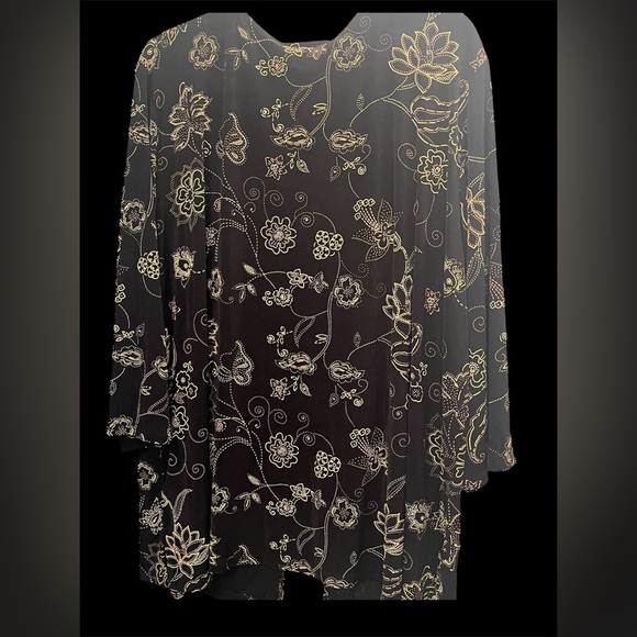 Studio 1940 Black Ribbed Knit Blouse with Gold Accents - Picture 2 of 8